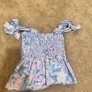 Lilly Pulitzer Blue and Pink Smocked Top